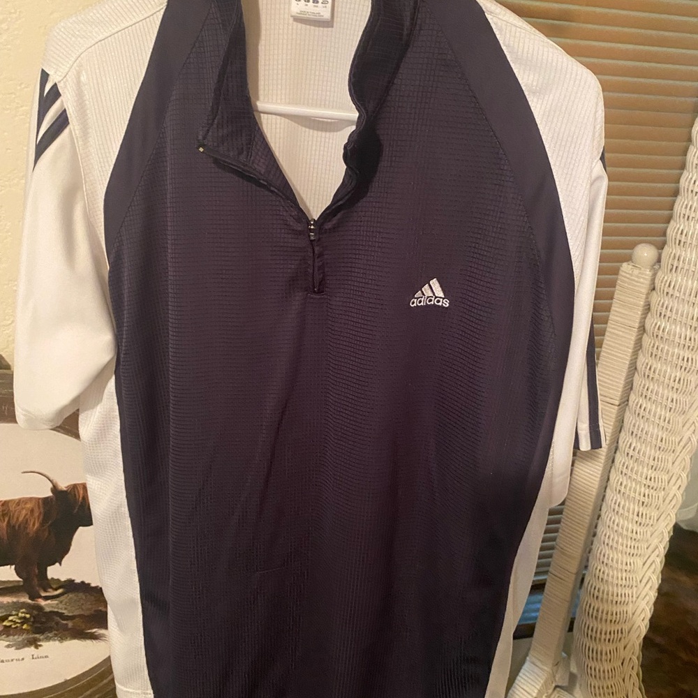 Adidas Black and White Half-Zip Top
